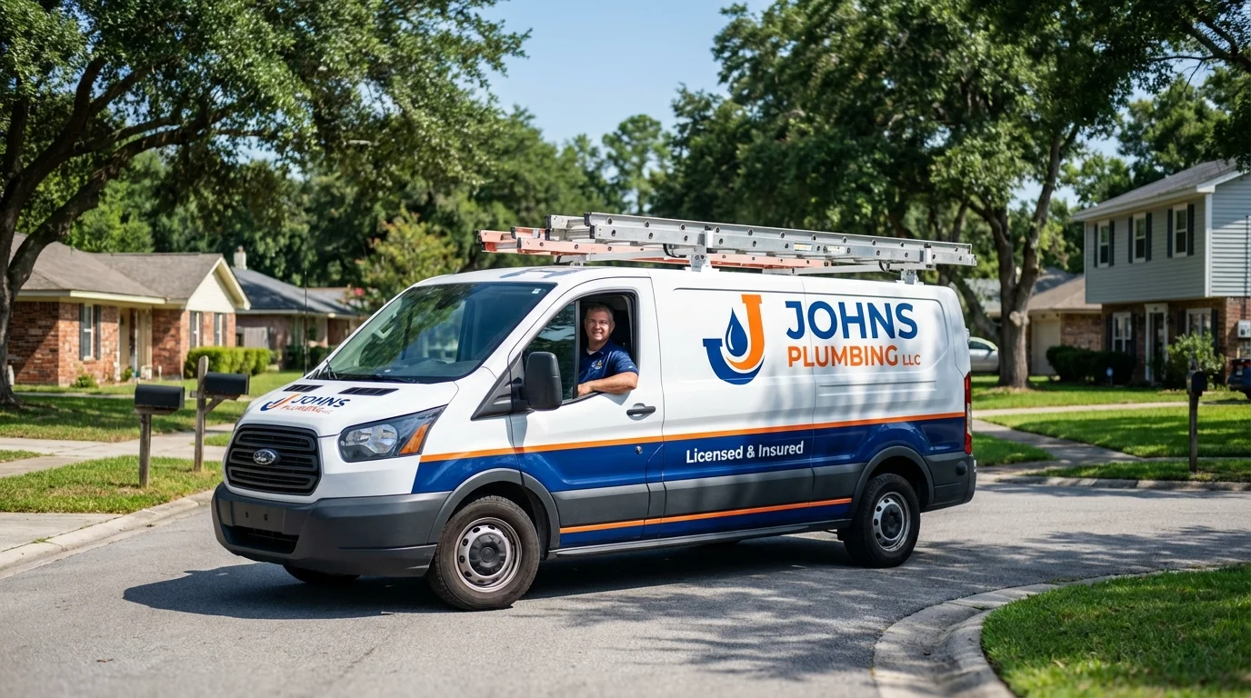 Johns Plumbing LLC service van in Orangeburg, SC