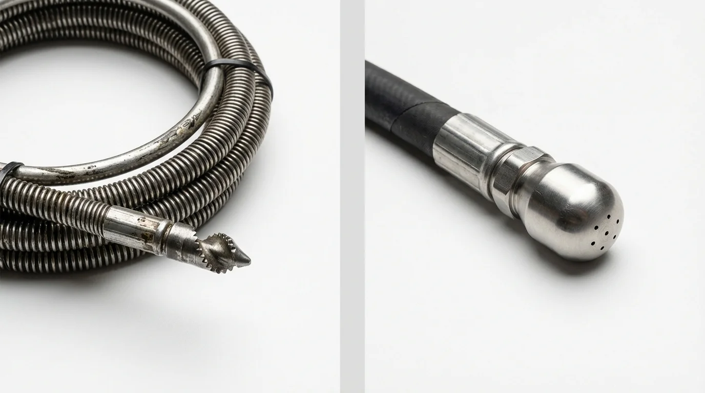 Drain snake cable and hydro jetting nozzle used for drain cleaning in Orangeburg, SC