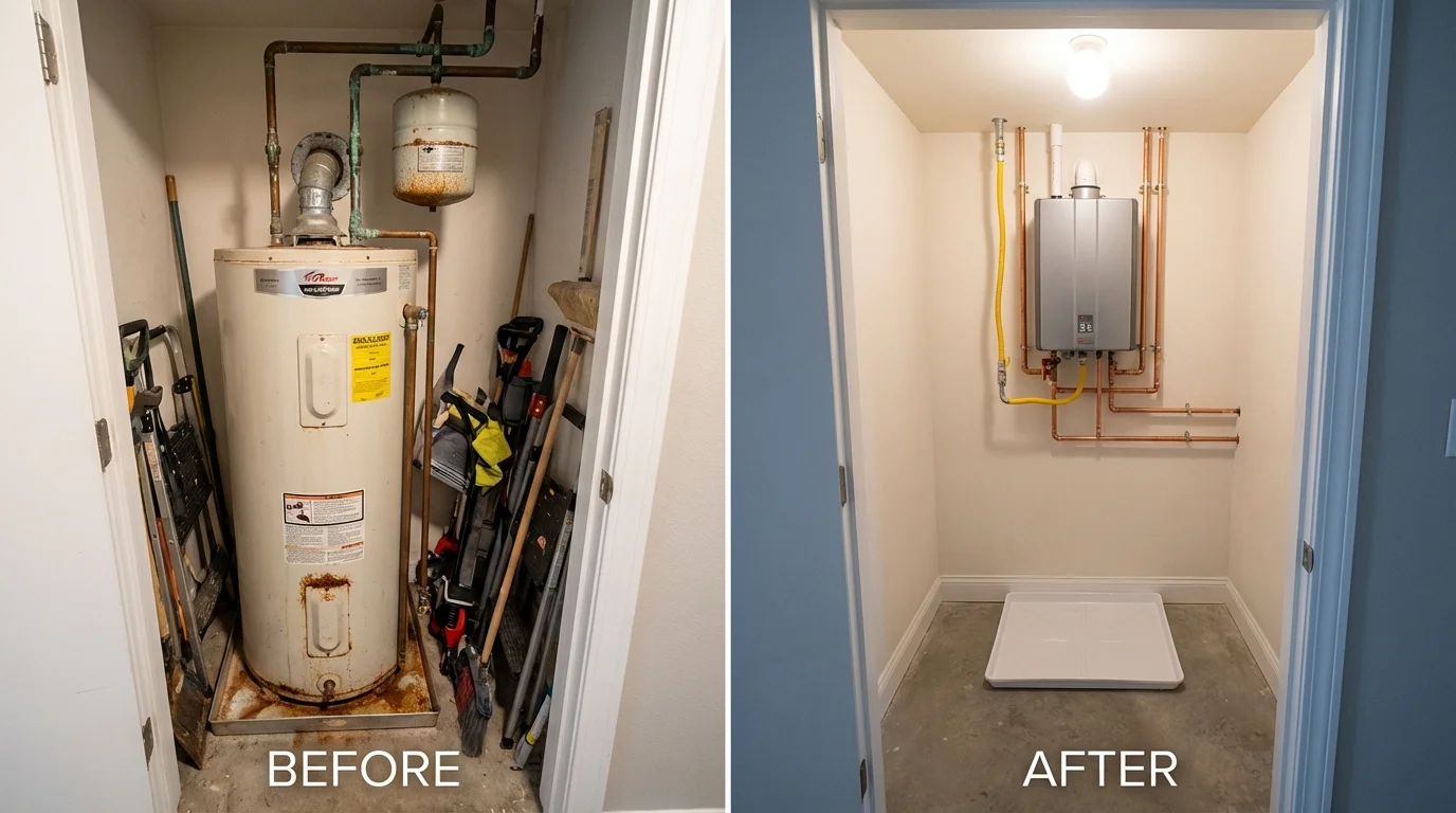 Tank water heater versus wall-mounted tankless unit comparison for Orangeburg, SC homeowners